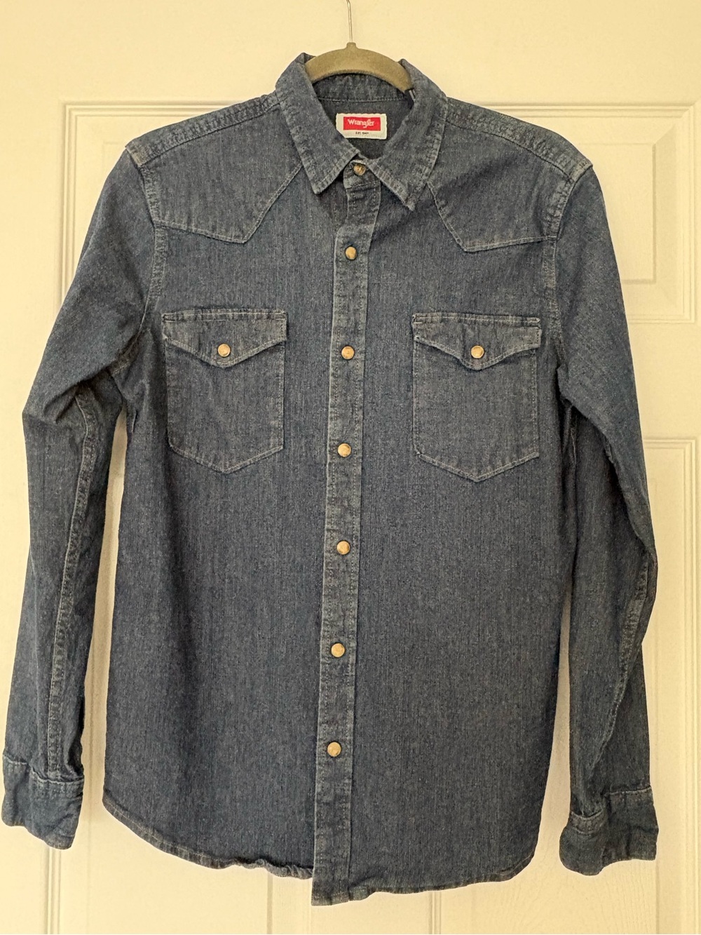Never Worn! Wrangler Women's Denim Button-Down Shirt - Dark Blue